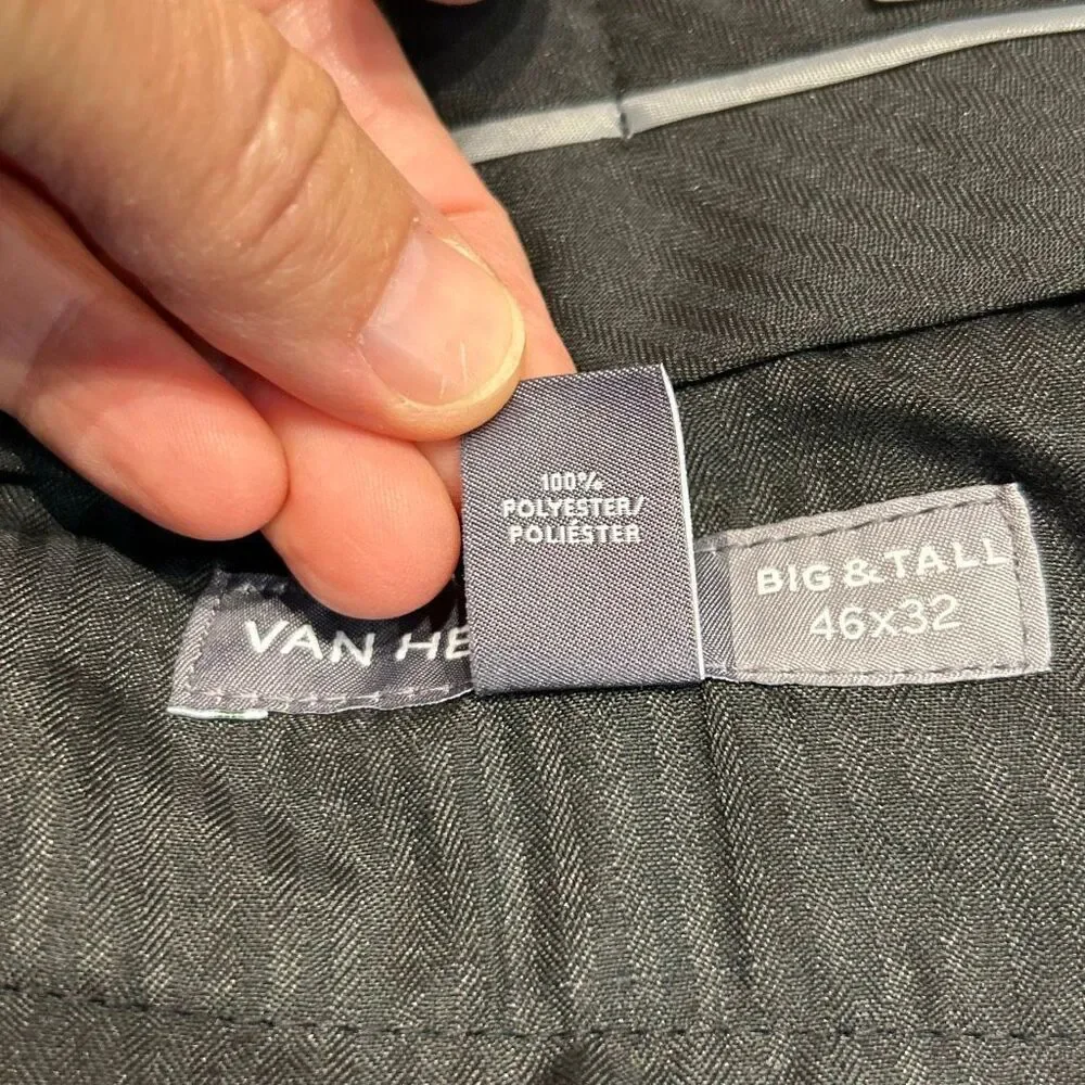 NEW Van Heusen Men’s Pants Slacks Gray Sz 46x32 Big & Tall Flex Waistband Premiu